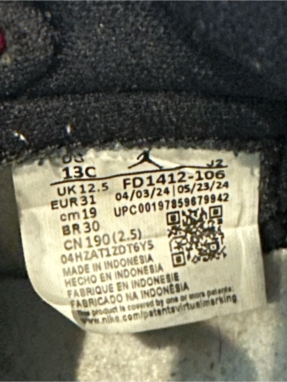 Air Jordan 1 Retro High OG Black Toe Reimagined kids 13C FD1412-